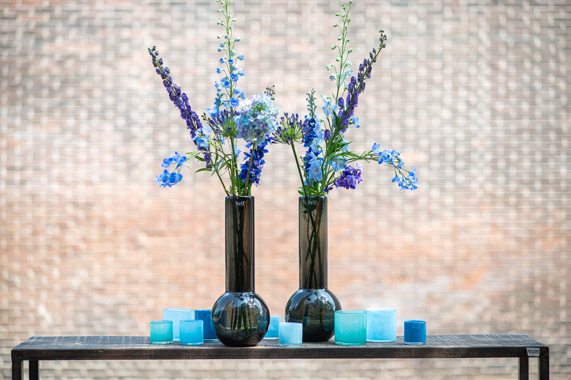 Dutz Collection Vase Robalo Blue shivers blau 15 cm Glas mundgeblasen rund
